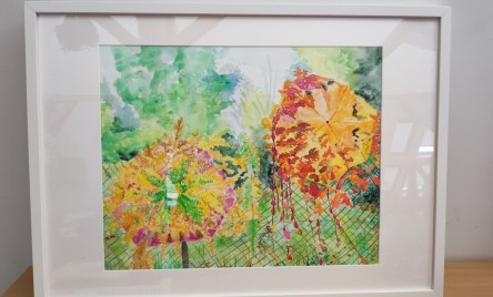 Magdalena Futoma przekazała obraz pt. &#34;Jesień w Suścu&#34;. Obraz wykonany akwarelą na papierze Canson. Wymiary: 73cmx53cm
