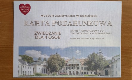 KARTA PODARUNKOWA - zwiedzanie Muzeum Zamoyskich w Kozłówce dla 4-5 osób.