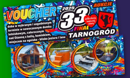 Dominika Postrzech-Mazurek przekazała  VOUCHER - doba w wybranym i uzgodnionym terminie w nowoczesnym domku letniskowym, całorocznym nad Ożanną z balią, kominkiem, miejscem na ognisko- blisko jeziora i lasu