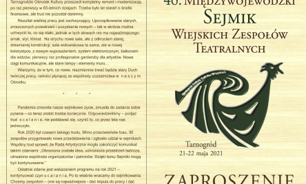 46. Międzywojewódzki Sejmik Wiejskich Zespołów Teatralnych 2021
